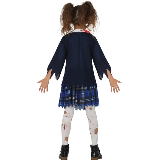Disfraz Zombie de Colegiala Azul para niña