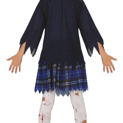 Disfraz Zombie de Colegiala Azul para niña