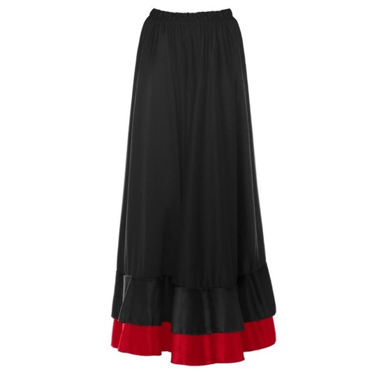 Falda de Flamenca Negra con Doble Volante Bicolor infantil
