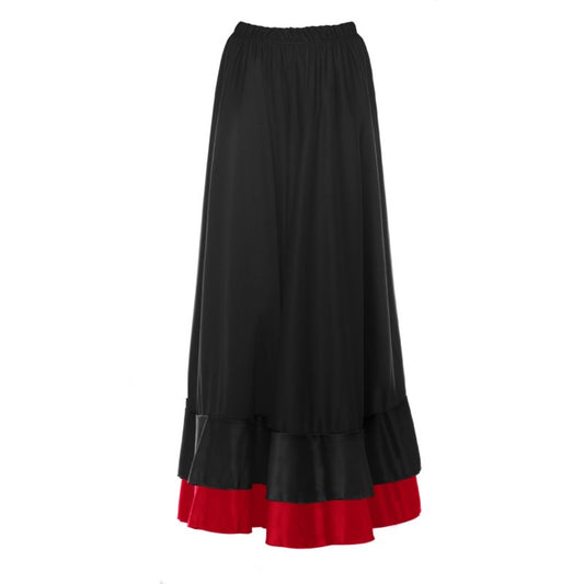 Falda de Flamenca Negra con Doble Volante Bicolor