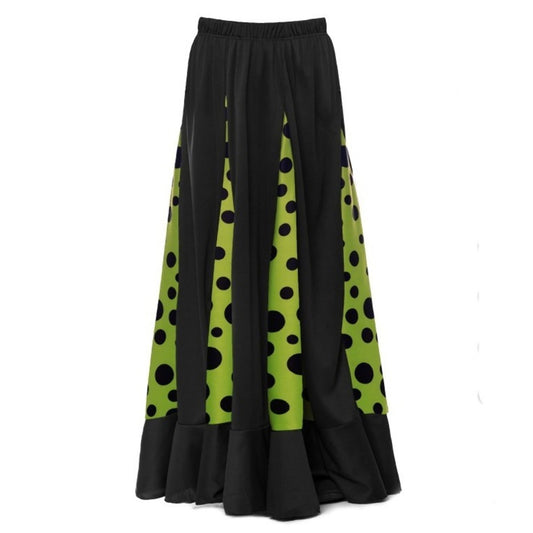 Falda de Flamenca Negra y Verde con Quillas
