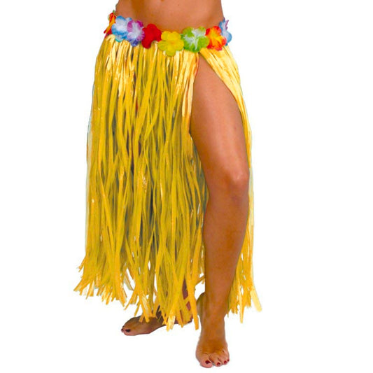 Falda Hawaiana Amarilla Larga