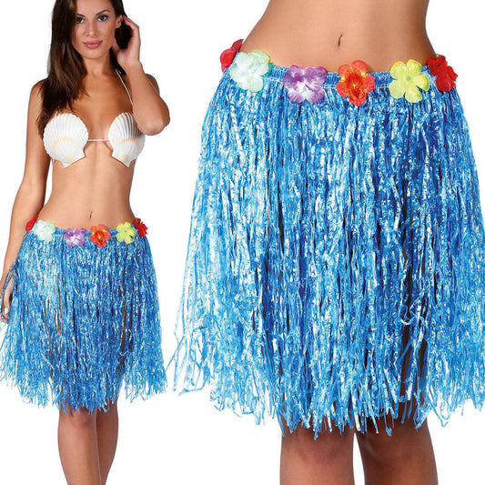 Falda Hawaiana Azul Corta