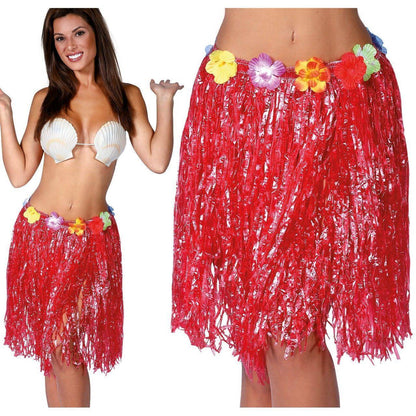 Falda Hawaiana Roja Corta