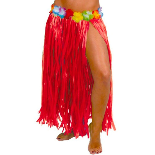 Falda Hawaiana Roja Larga