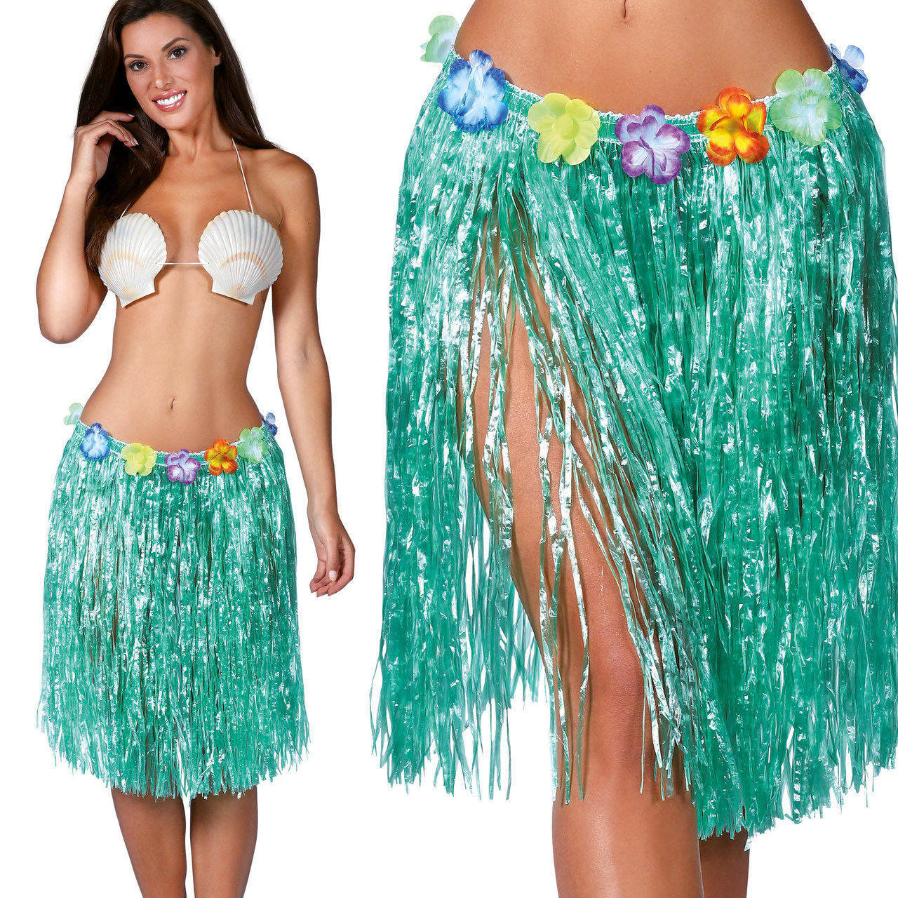 Falda Hawaiana Verde Corta