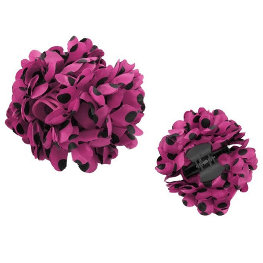 Flor de Sevillana Fucsia con Lunares Negros
