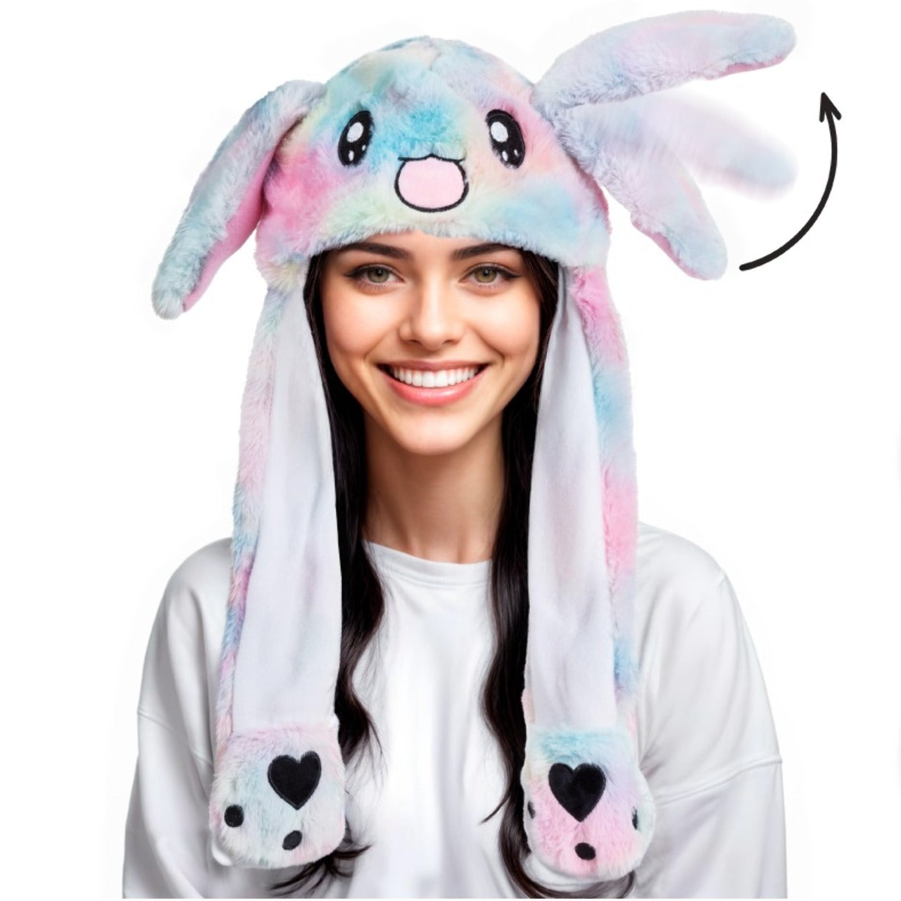 Gorro de Conejo Multicolor con Orejas Móviles y Luz