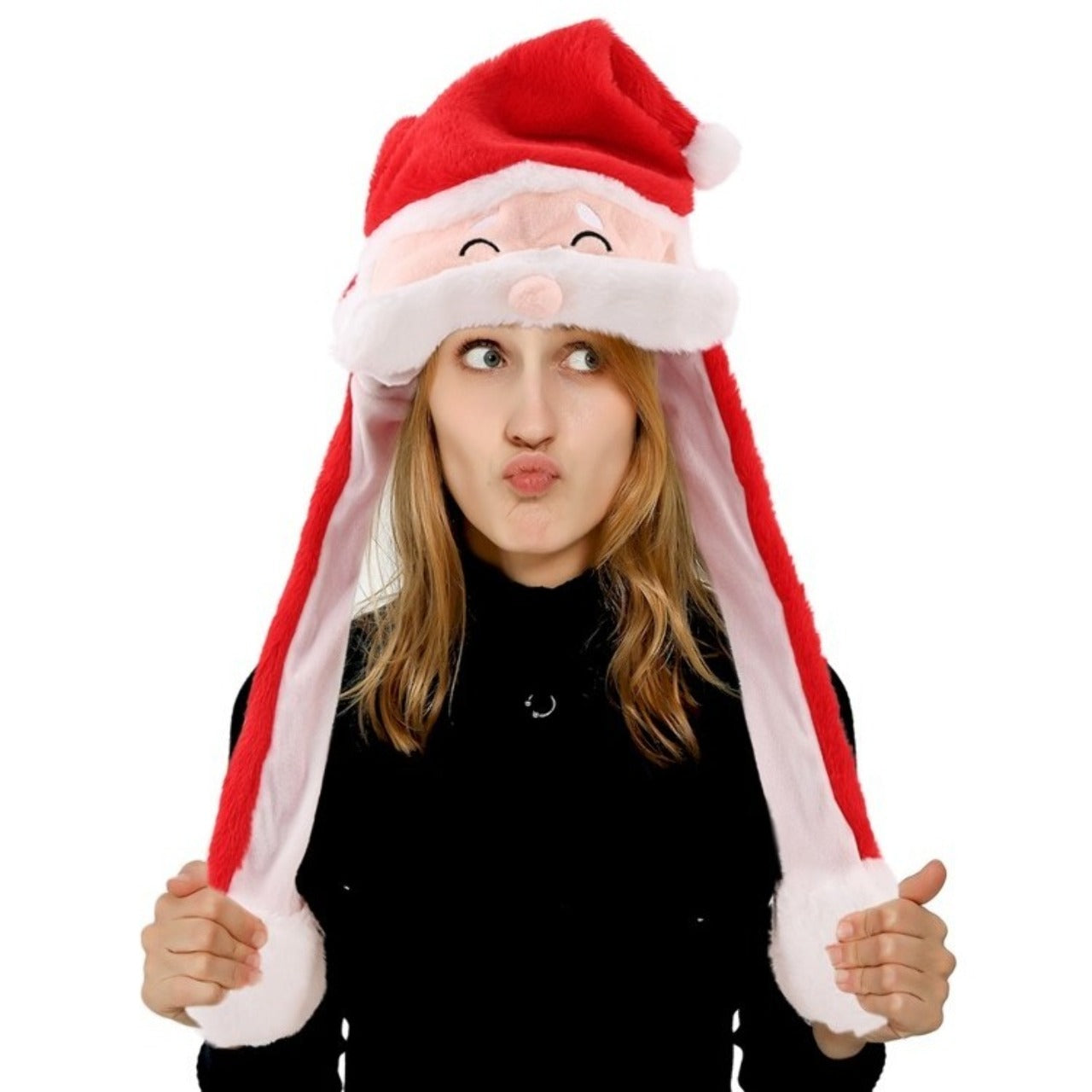 Gorro de Papá Noel con Orejas Móviles y Luz