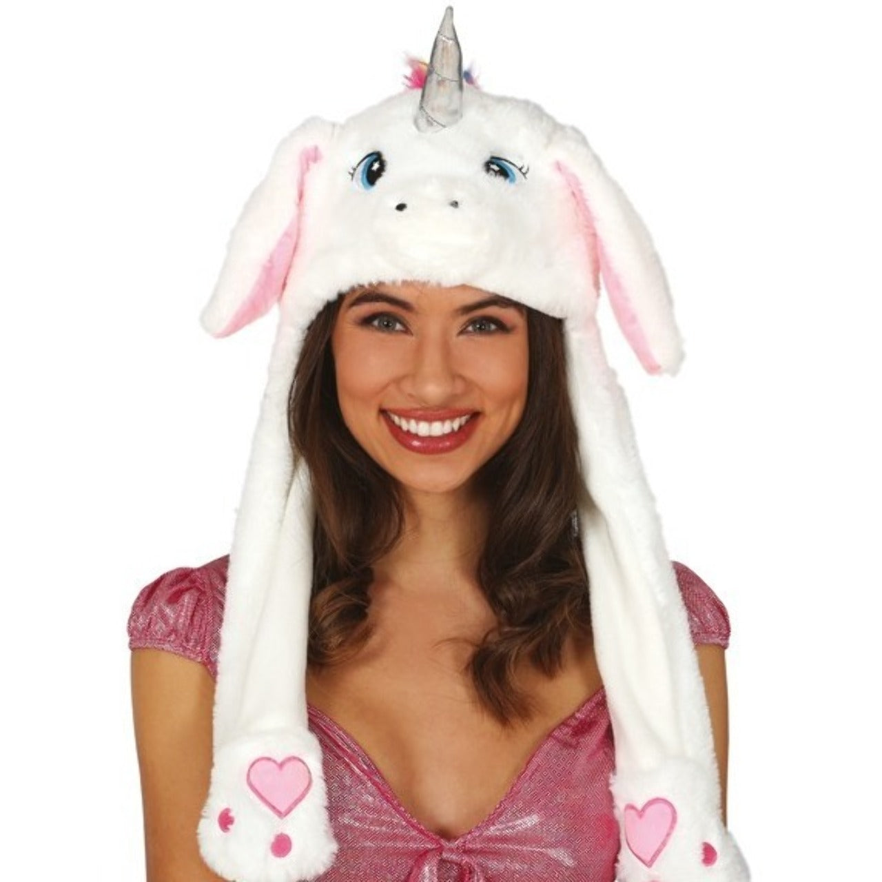 Gorro de Unicornio Blanco con Orejas Móviles