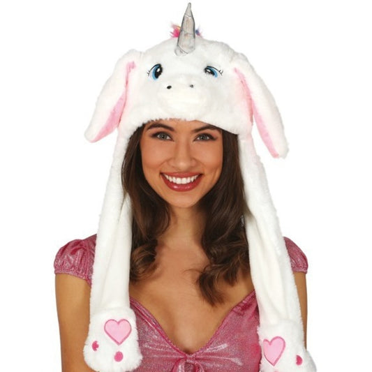 Gorro de Unicornio Blanco con Orejas Móviles