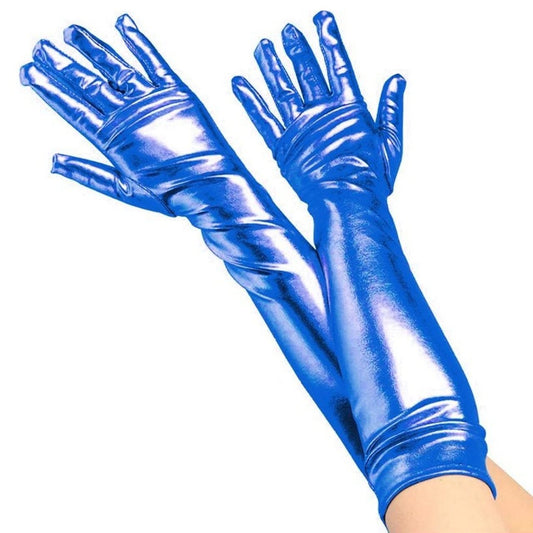 Guantes Azules Largos Metalizados