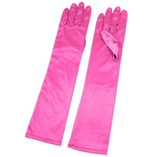 Guantes Fucsia Largos Satén
