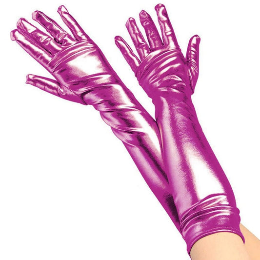 Guantes Fucsias Largos Metalizados