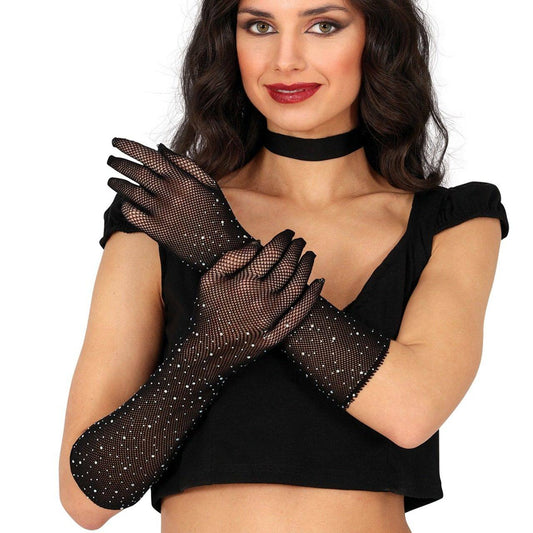 Guantes Largos de Rejilla con Pedrería