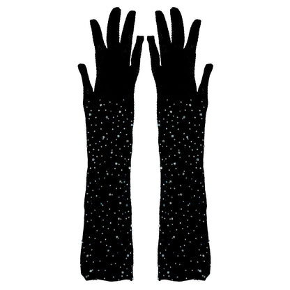 Guantes Largos de Rejilla con Pedrería