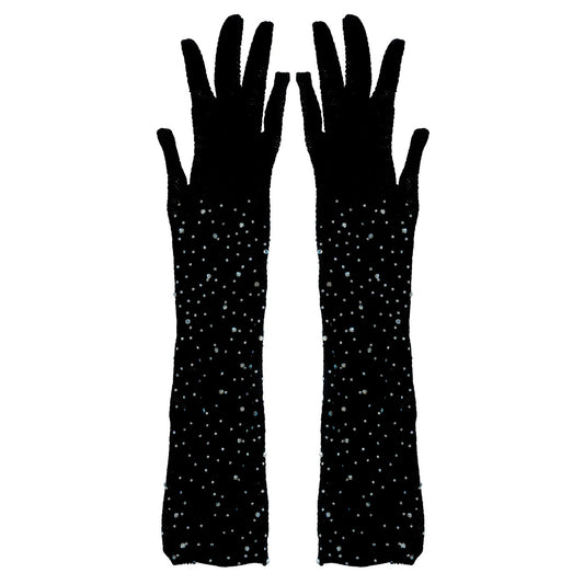 Guantes Largos de Rejilla con Pedrería