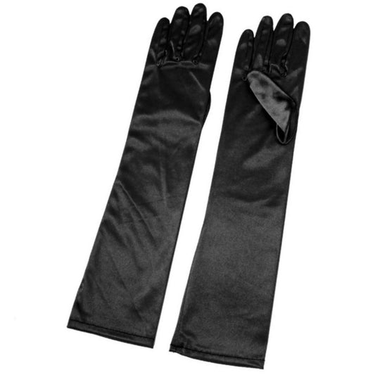 Guantes Negros Largos Satén