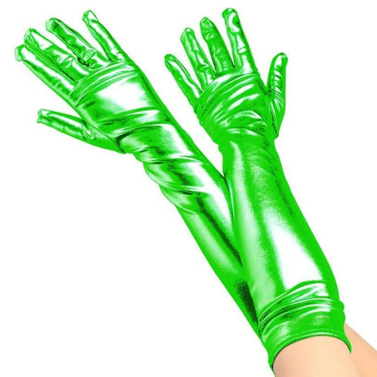 Guantes Verdes Largos Metalizados