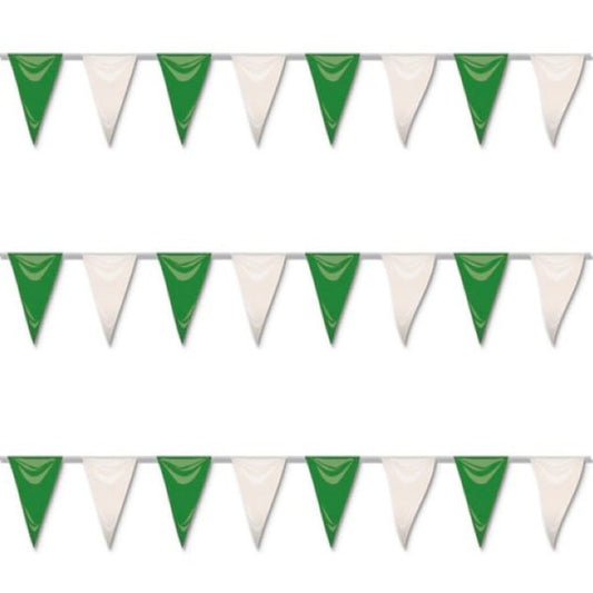 Guirnalda de Triángulos Verde y Blanco