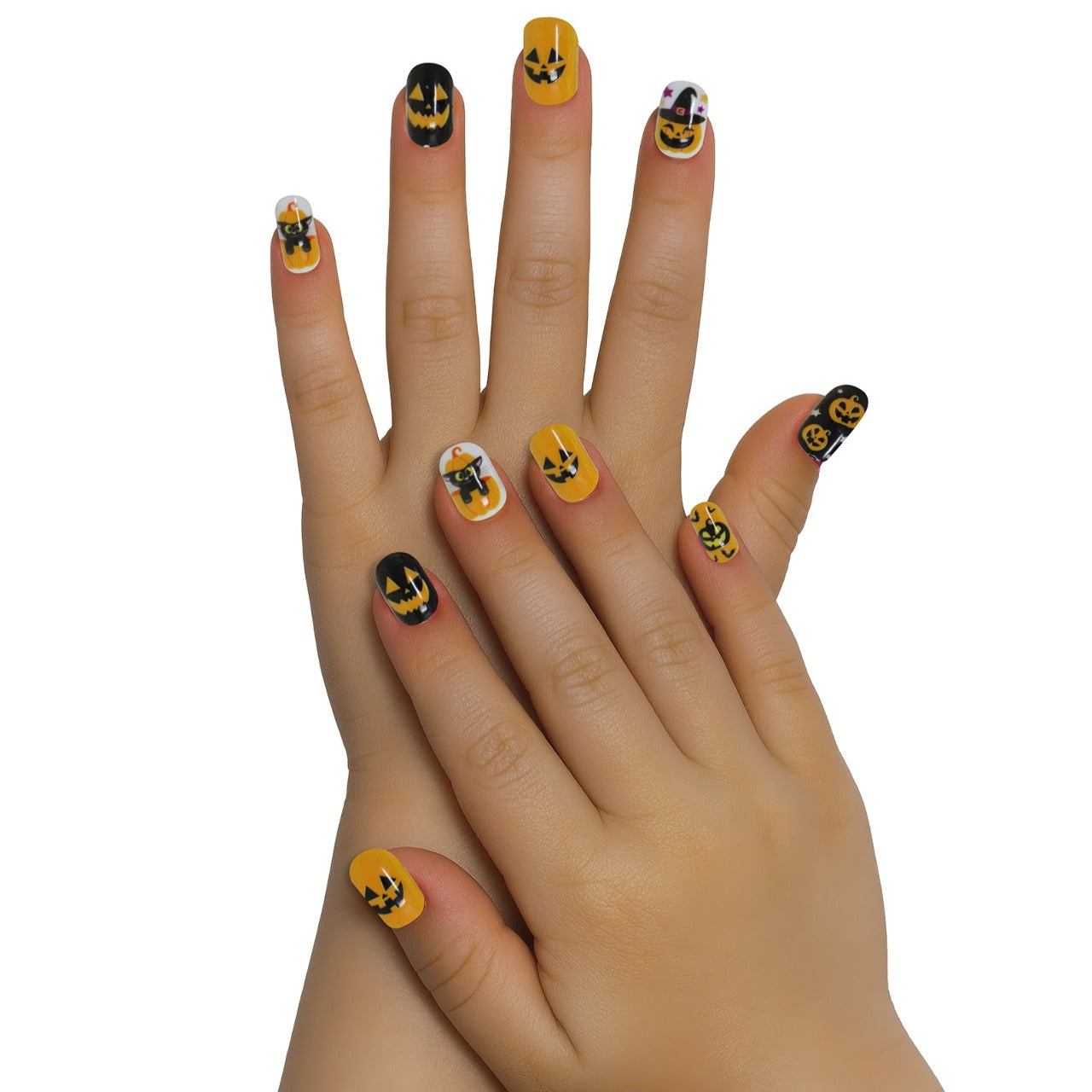 Kit de 12 Uñas Halloween Calabazas infantil