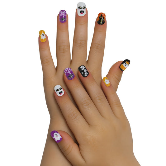 Kit de 12 Uñas Halloween Fantasmas infantil