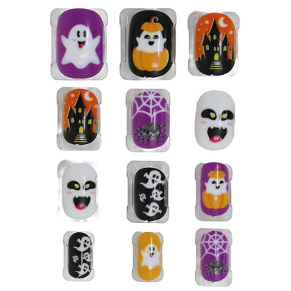 Kit de 12 Uñas Halloween Fantasmas infantil
