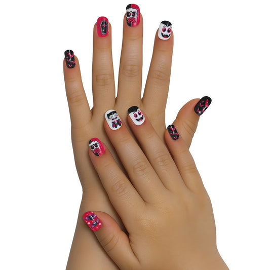 Kit de 12 Uñas Halloween Vampiros infantil