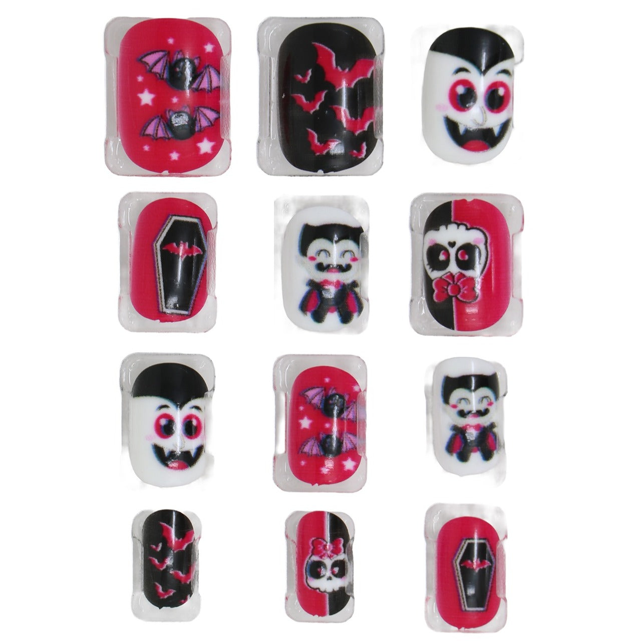 Kit de 12 Uñas Halloween Vampiros infantil