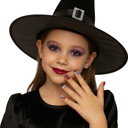 Kit de 12 Uñas Halloween Vampiros infantil