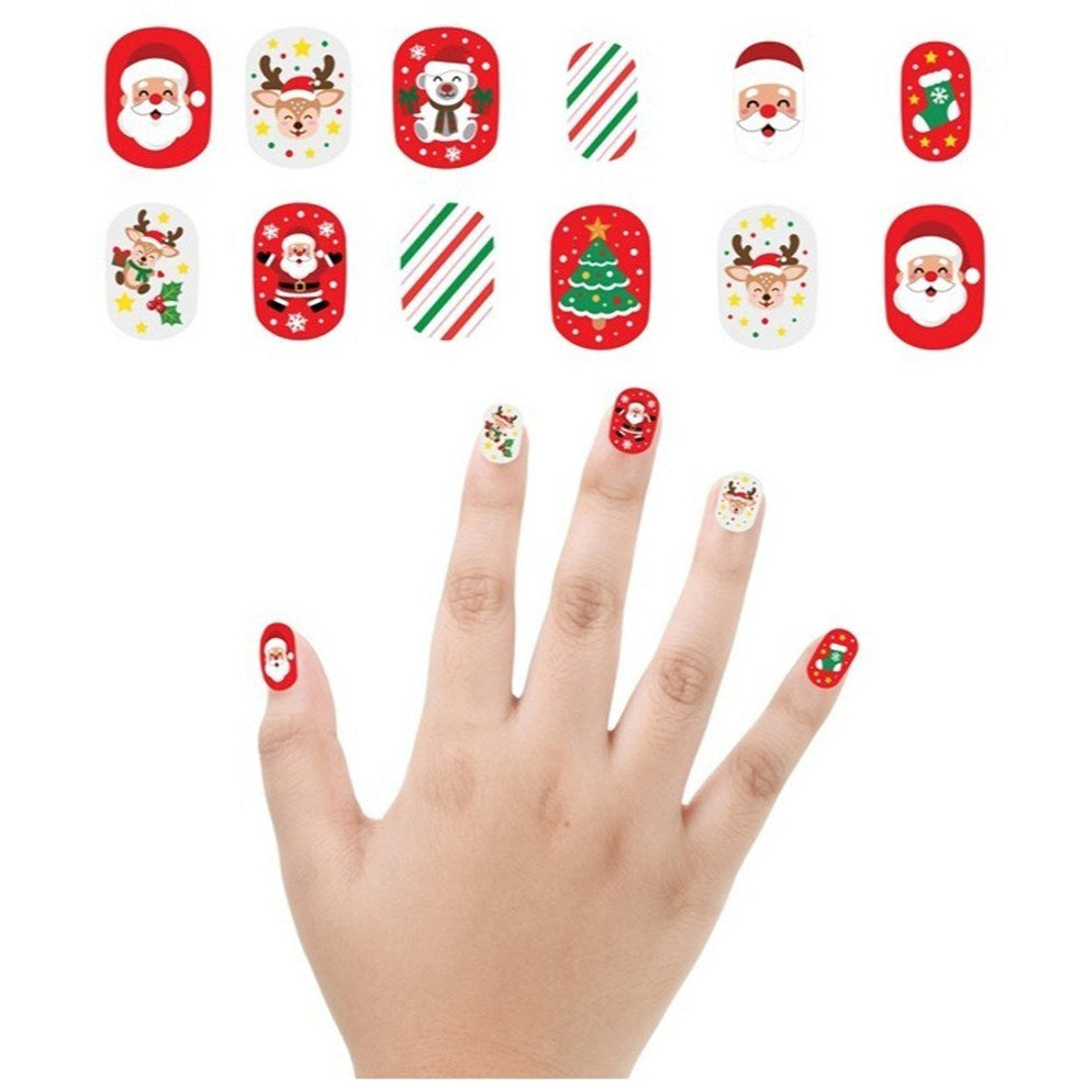 Kit de 12 Uñas Navideñas Papá Noel