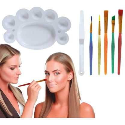 Kit de maquillaje: 5 Pinceles, espátula y paleta