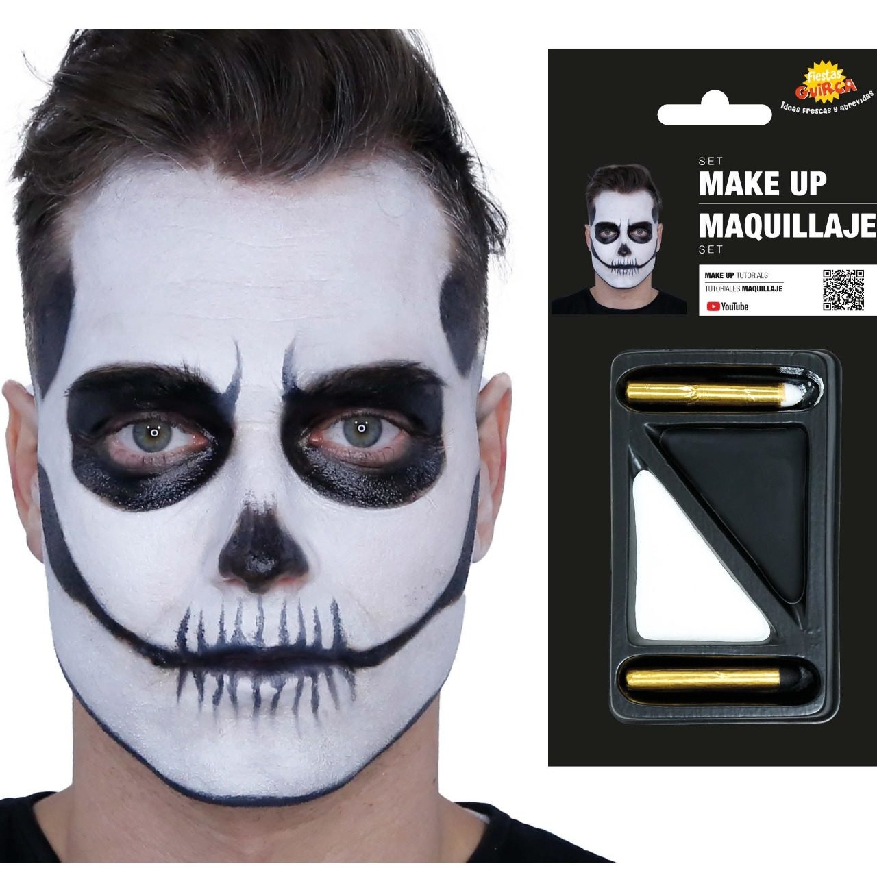Kit de Maquillaje Esqueleto Blanco y Negro