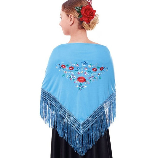 Mantón Azul Claro Bordado infantil