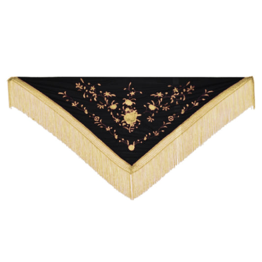 Mantón Negro y Beige Bordado