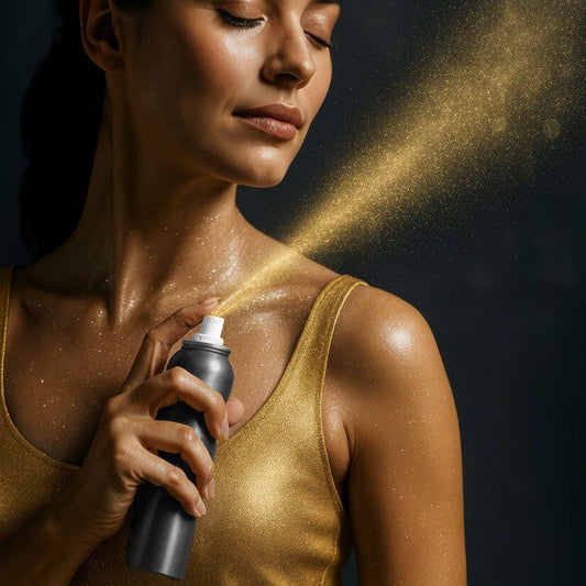 Maquillaje en Spray Dorado