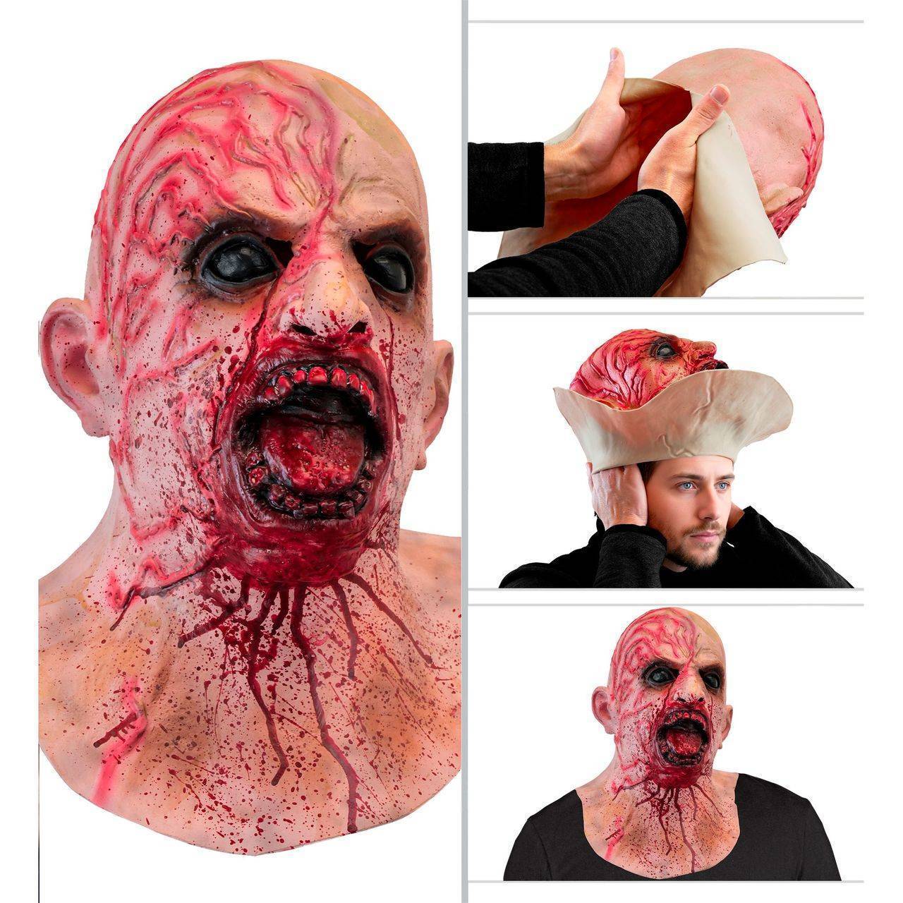 Máscara de látex de Zombie Sangriento con Cuello