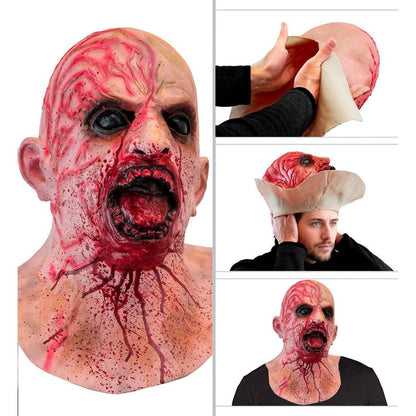 Máscara de látex de Zombie Sangriento con Cuello