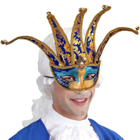 Máscara Veneciana de Arlequín Azul