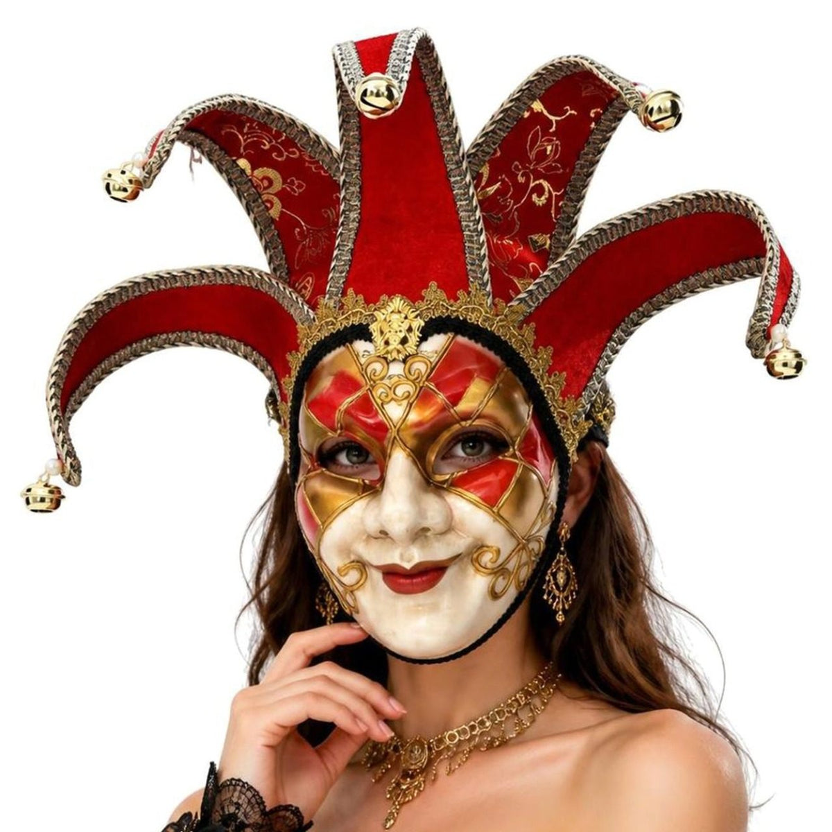 Máscara Veneciana Roja Deluxe