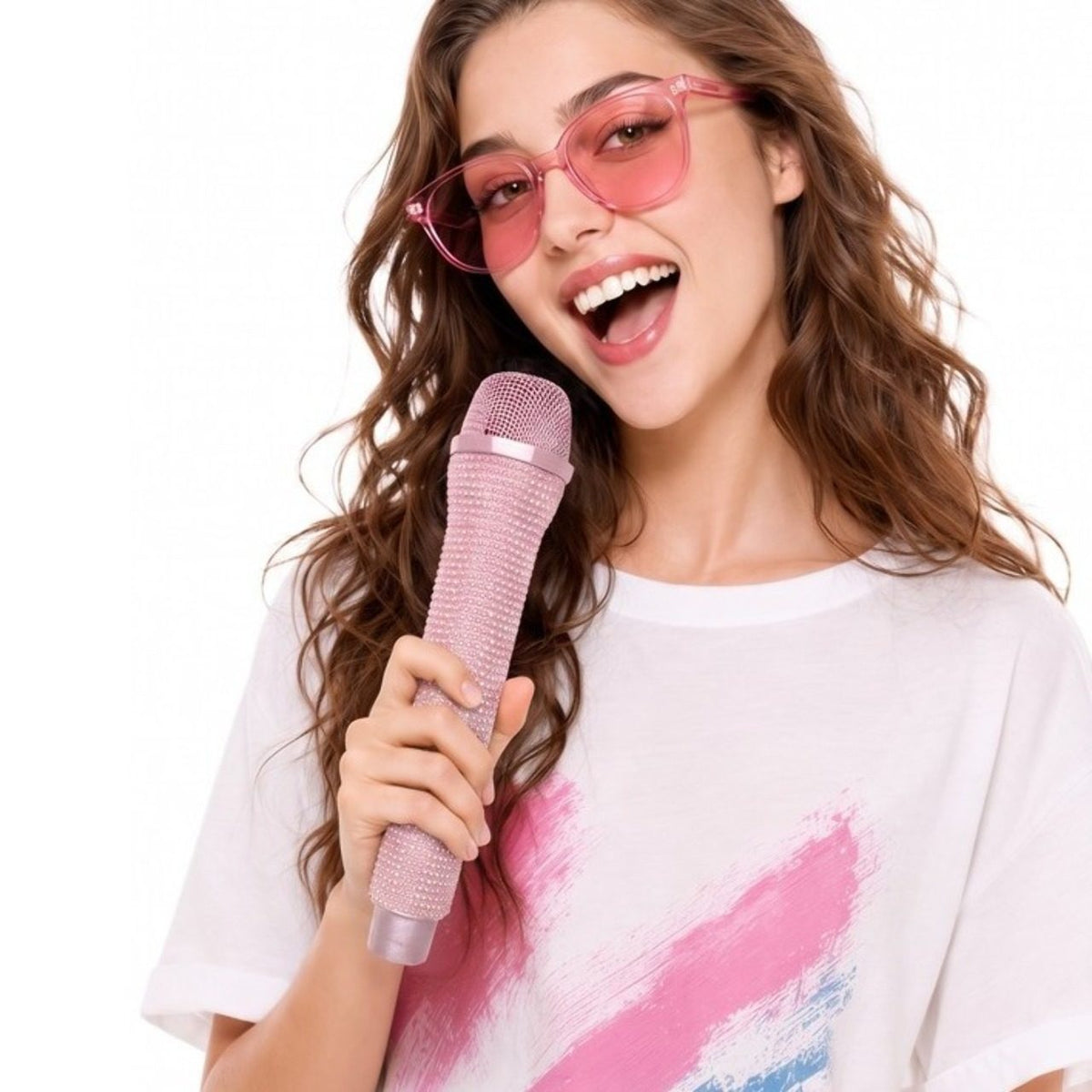 Micrófono Rosa Brillo