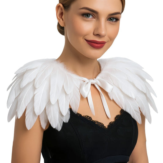 Mini Capa de Plumas Blancas