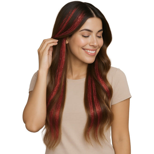 Pack de 3 Mechones Rojos Brillantes