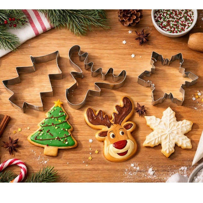 Pack de 3 Moldes Metálicos para Galletas Navideñas