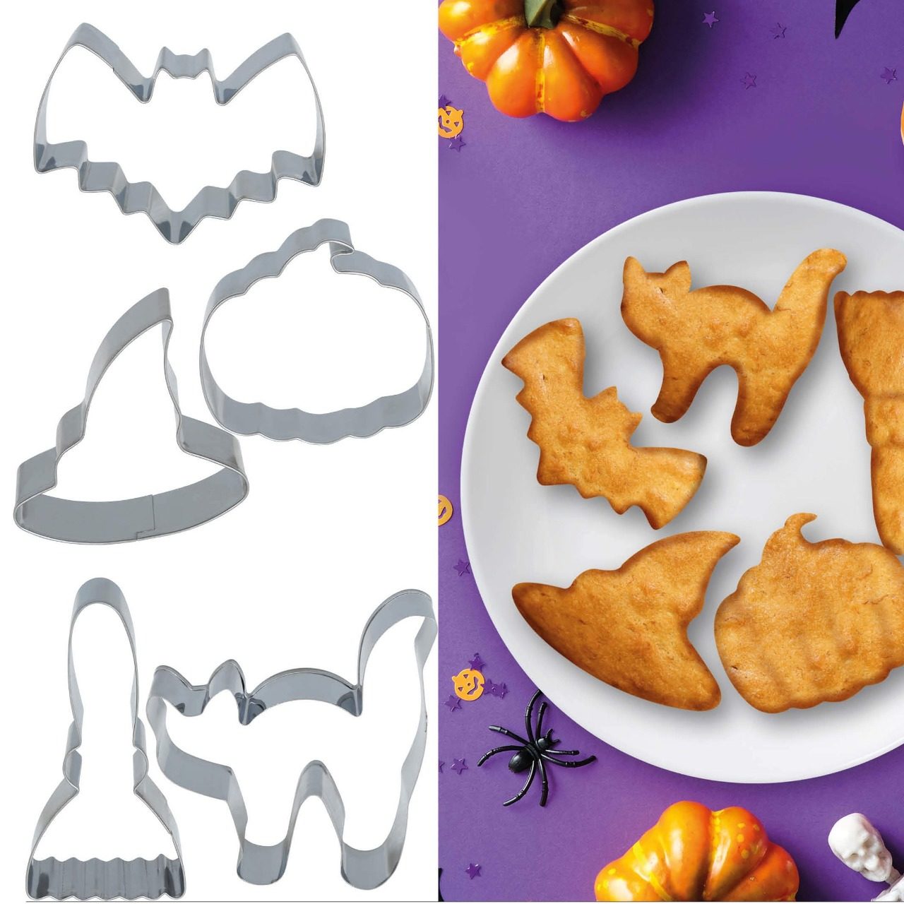 Pack de 5 Moldes Metálicos para Galletas Halloween
