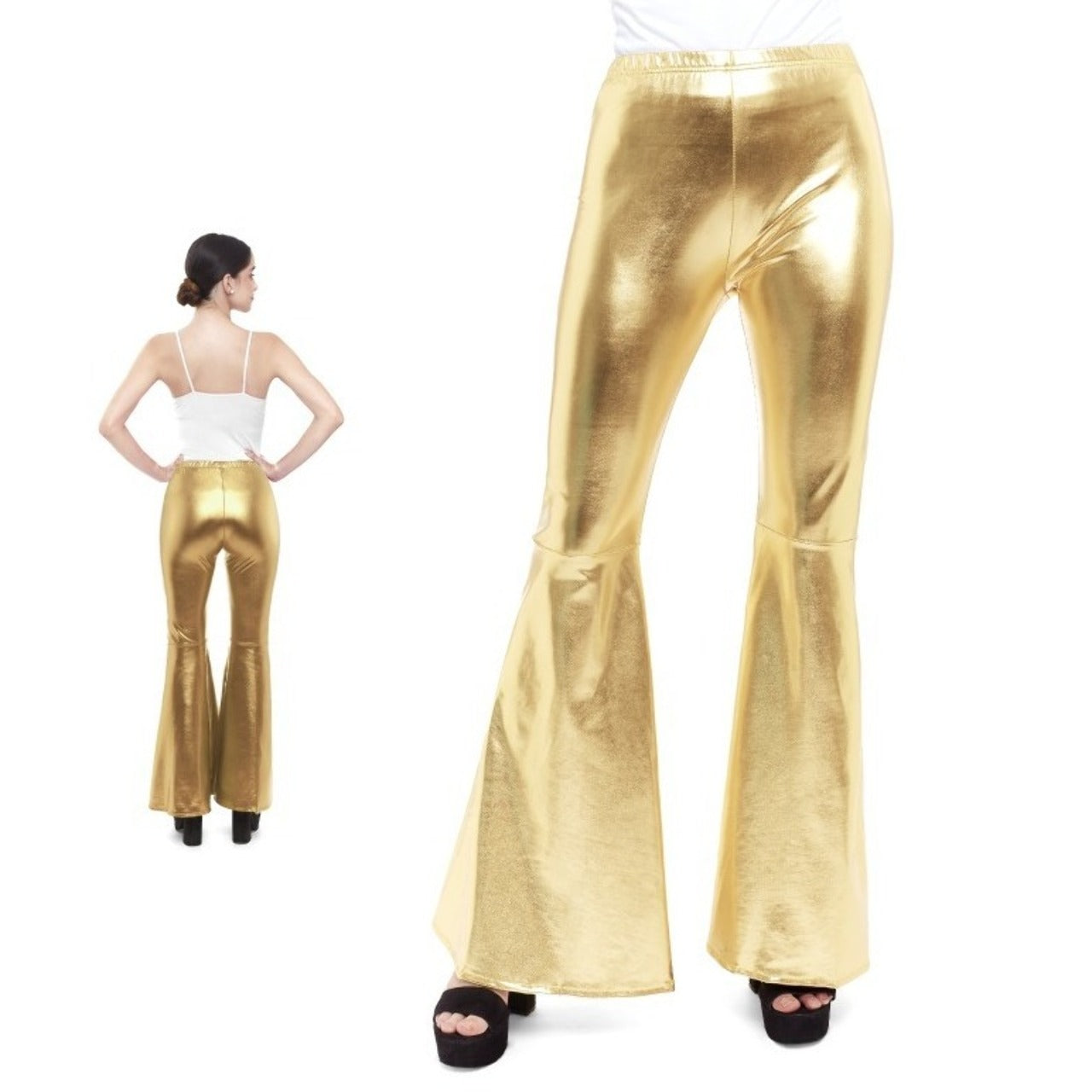 Pantalón Acampanado Dorado Metalizado