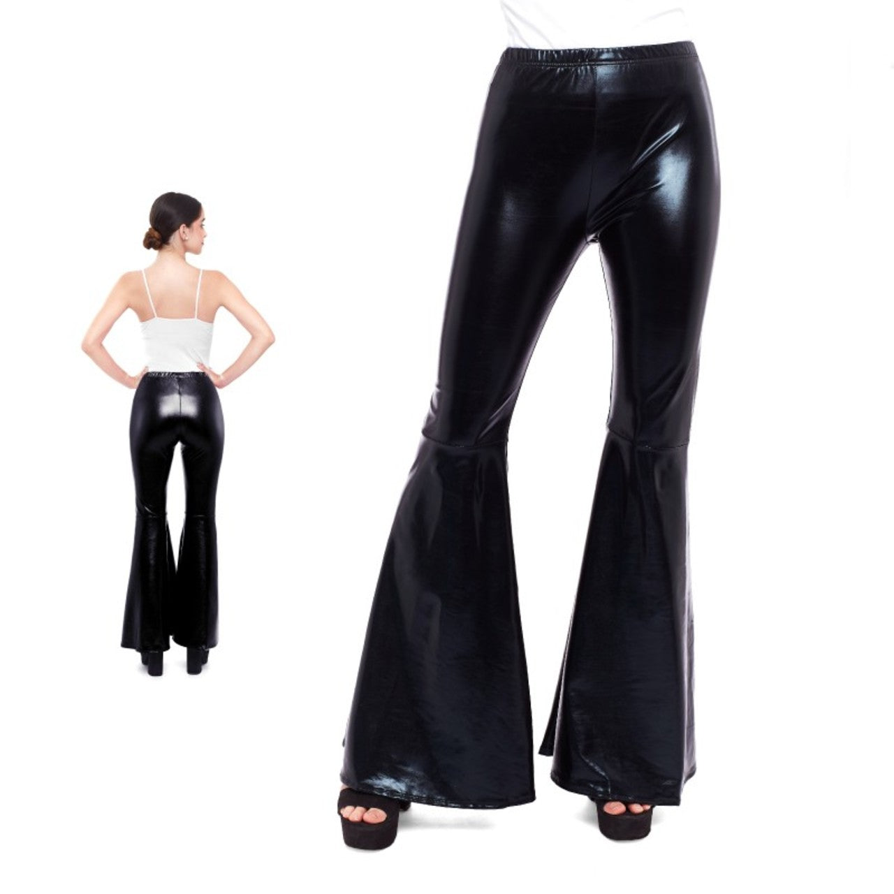 Pantalón Acampanado Negro Metalizado