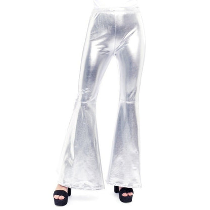Pantalón Acampanado Plateado Metalizado