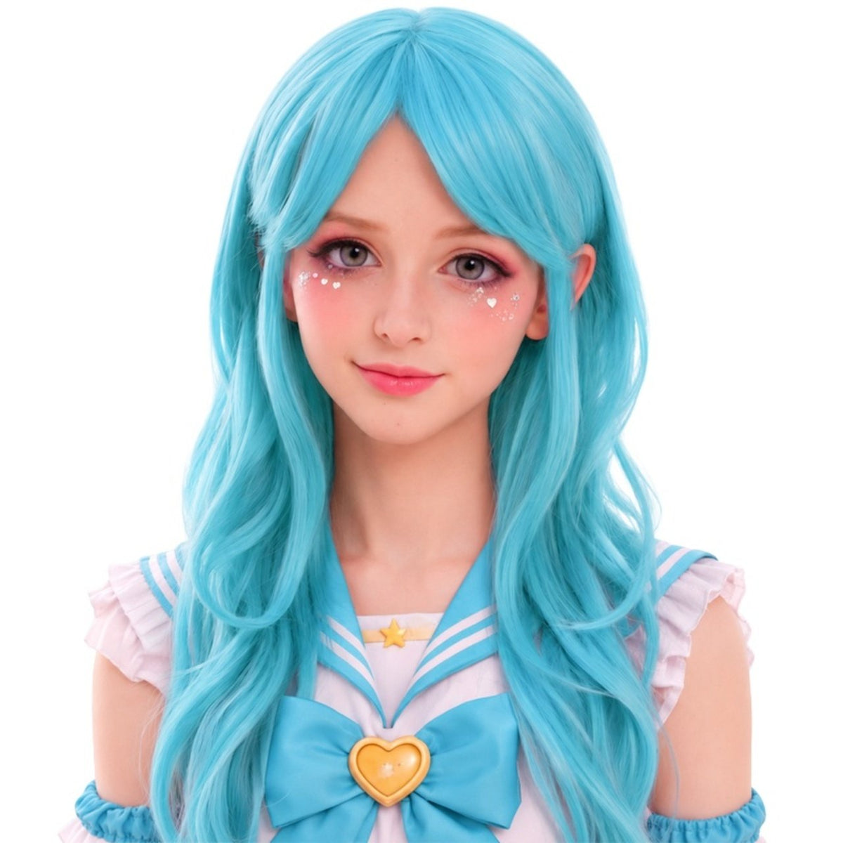 Peluca Azul Clara Larga Cosplay