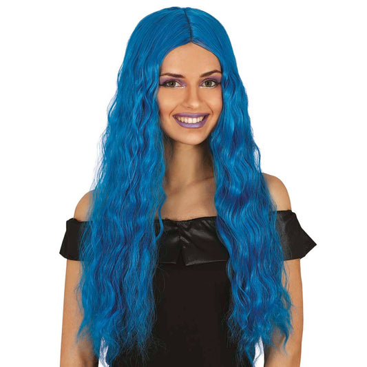 Peluca Azul Extralarga
